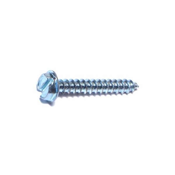 Midwest Fastener Sheet Metal Screw, #7 x 1 in, Zinc Plated Steel Flange Hex Head Slotted Drive, 100 PK 02920 - main